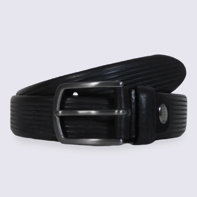 Ceinture Pour Homme Bernd Götz En Cuir à Rayure Noir