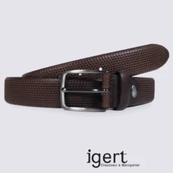 Ceinture Pour Homme Bernd Götz En Cuir à Relief Brun Foncé