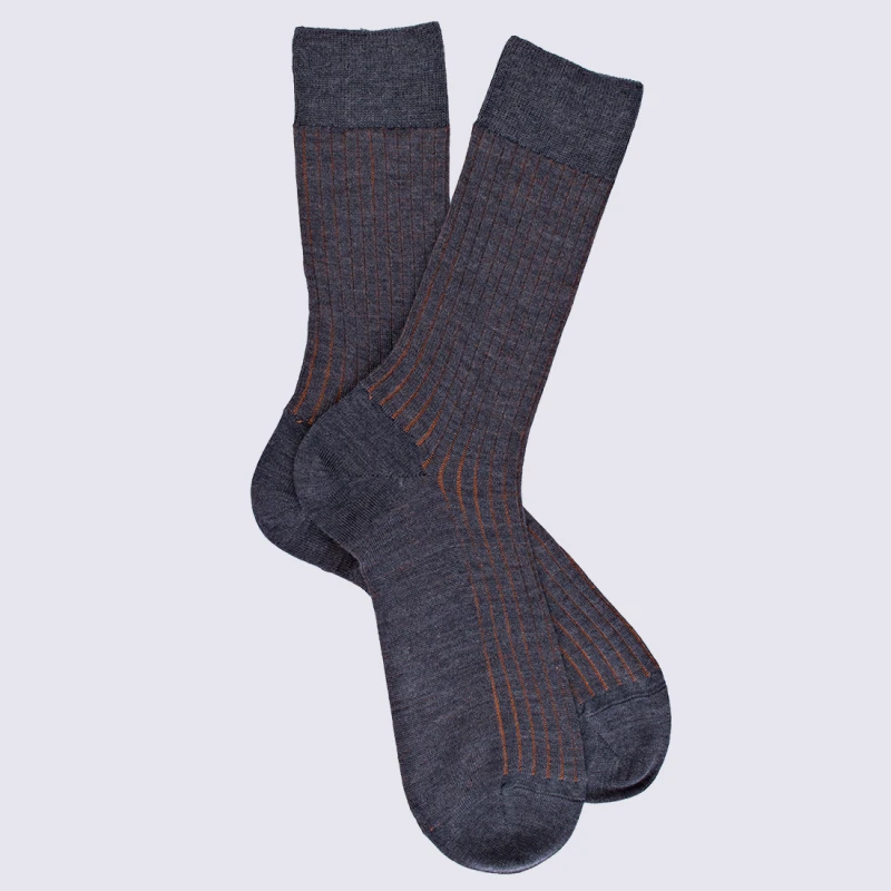 Chaussettes Doré Doré, Chaussettes Chaudes élégantes En Laine Mérinos Homme Bleu/orange – Image 2