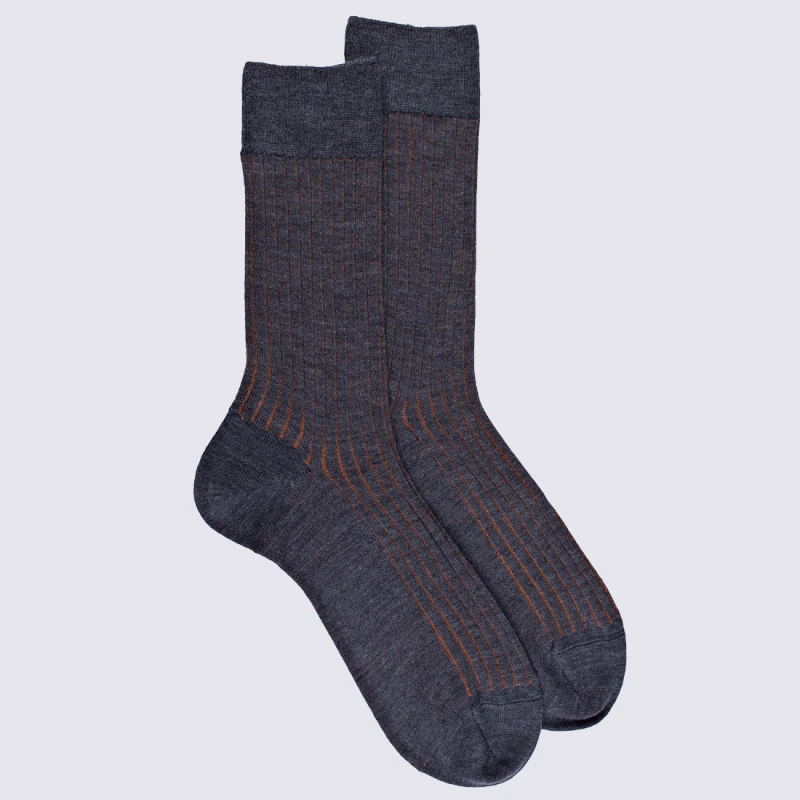 Chaussettes Doré Doré, Chaussettes Chaudes élégantes En Laine Mérinos Homme Bleu/orange