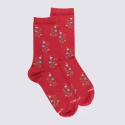 Chaussettes Doré Doré, Chaussettes Confort Motif Fleur Femme En Coton Brique