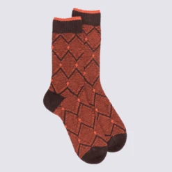 Chaussettes Doré Doré, Chaussettes Confort Motif Géométrique élégant Homme En Coton Chocolat