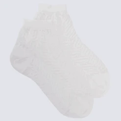 Chaussettes Doré Doré, Chaussettes Courtes Brin Avec Transparence Femme En Coton Blanc