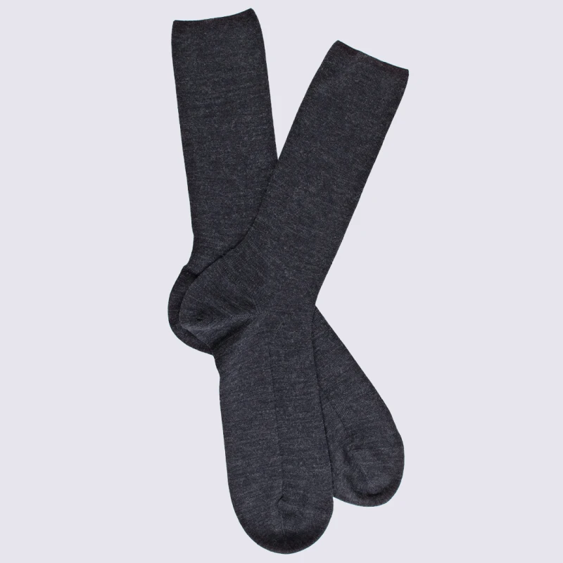 Chaussettes Doré Doré, Chaussettes En Laine Confort Homme Gris Anthracite – Image 2