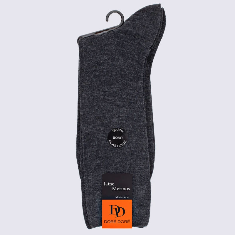 Chaussettes Doré Doré, Chaussettes En Laine Confort Homme Gris Anthracite – Image 5