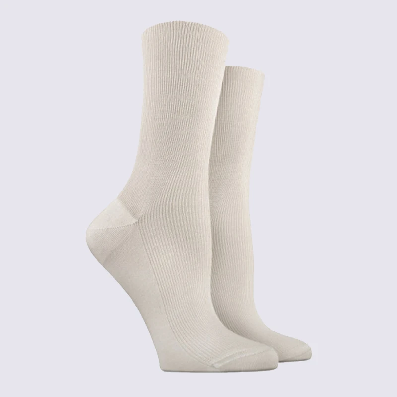 Chaussettes Doré Doré, Chaussettes Femme En Coton Blanc Cassé Givre