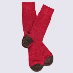 Chaussettes Doré Doré, Chaussettes En Laine Polaire Bicolore Homme Rouge/brun