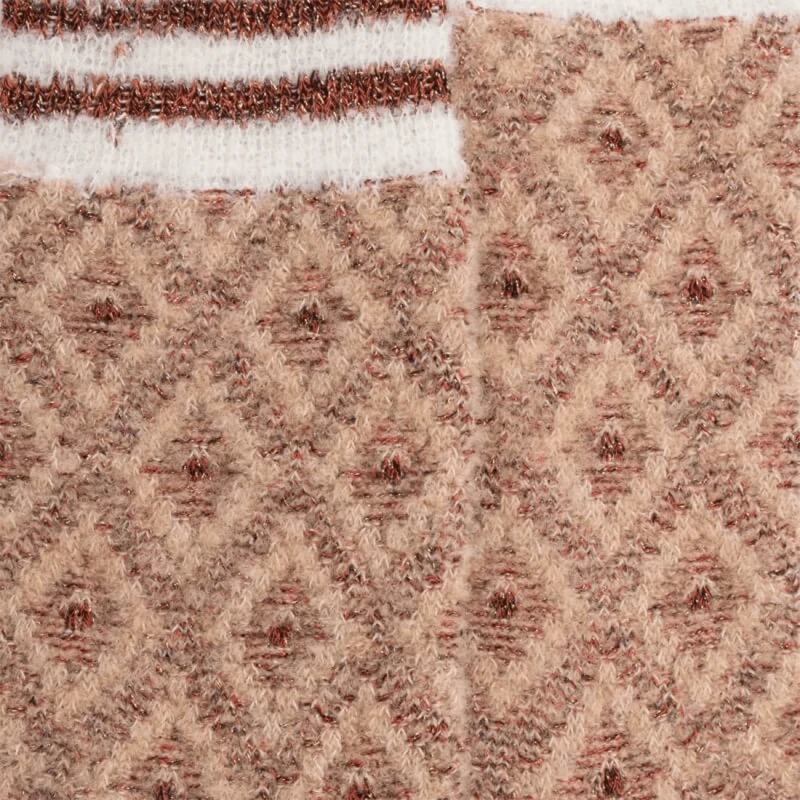 Chaussettes Doré Doré, Chaussettes Motif Losange Femme En Laine Polaire Beige Désert – Image 2