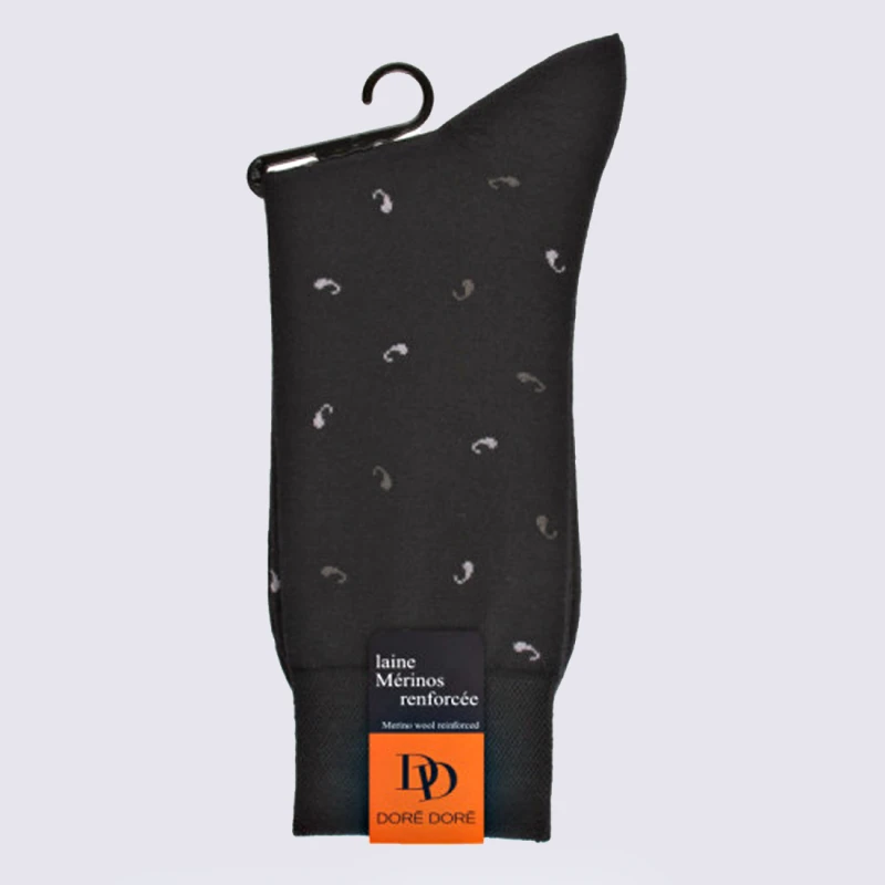 Chaussettes Doré Doré, Chaussettes Noir Homme En Laine Mérinos Noir – Image 3