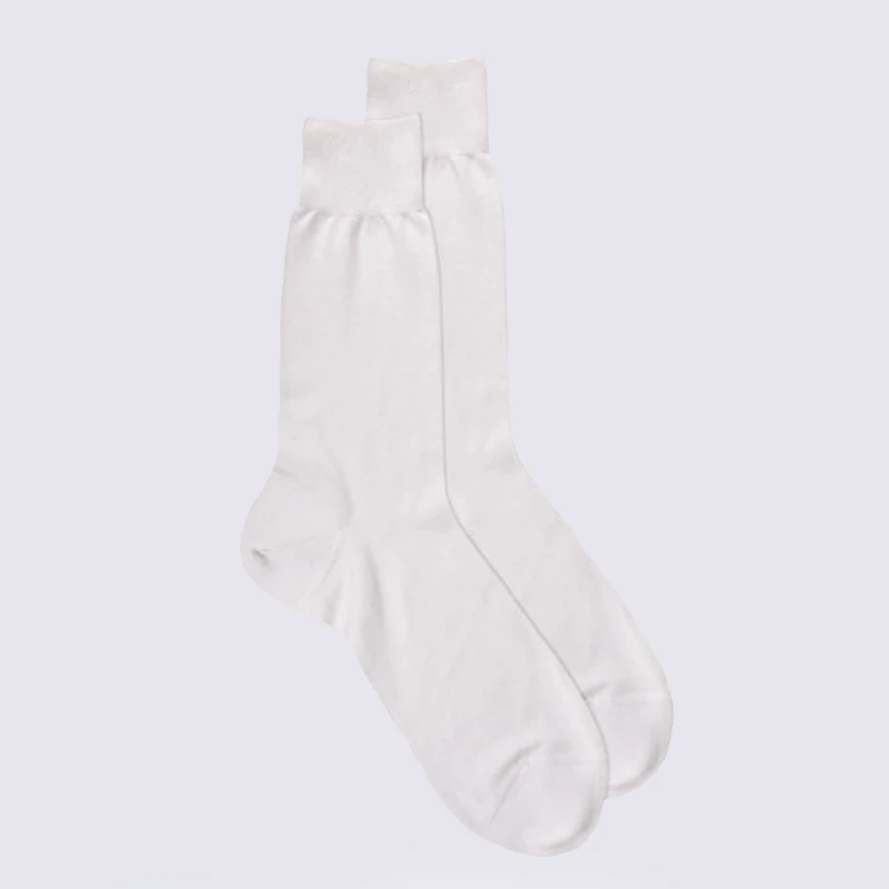 Chaussettes Doré Doré, Chaussettes Pour Homme En Coton Pur Fil D'Ecosse Blanc – Image 2