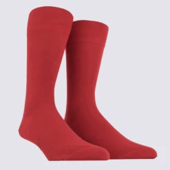 Chaussettes Doré Doré, Chaussettes Homme En Coton Egyptien Rouge Ponceau