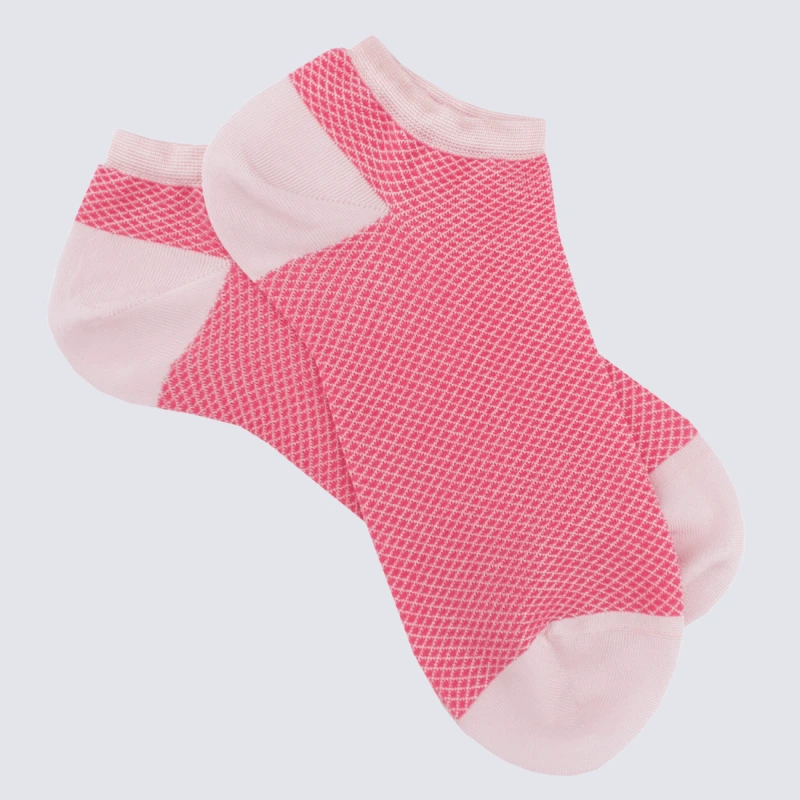 Chaussettes Doré Doré, Socquettes Petits Losanges Femme En Coton Rose – Image 2