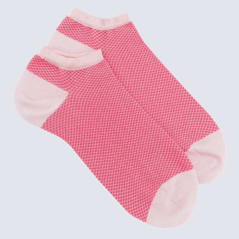 Chaussettes Doré Doré, Socquettes Petits Losanges Femme En Coton Rose