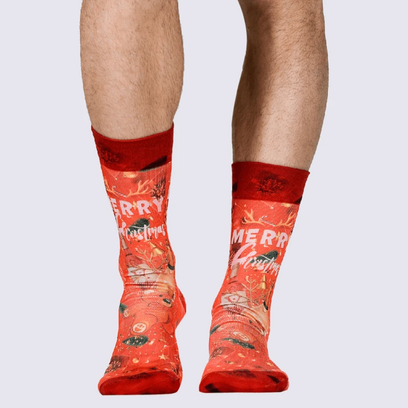 Chaussettes Wigglesteps, Chaussettes Ă Motif Festif Homme En Coton Bio Rouge