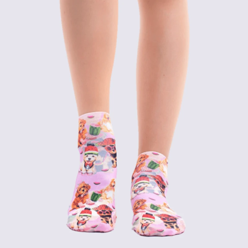 Chaussettes Wigglesteps, Chaussettes été Motif Petits Chiens Femme Rose – Image 2