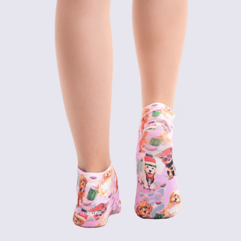 Chaussettes Wigglesteps, Chaussettes été Motif Petits Chiens Femme Rose