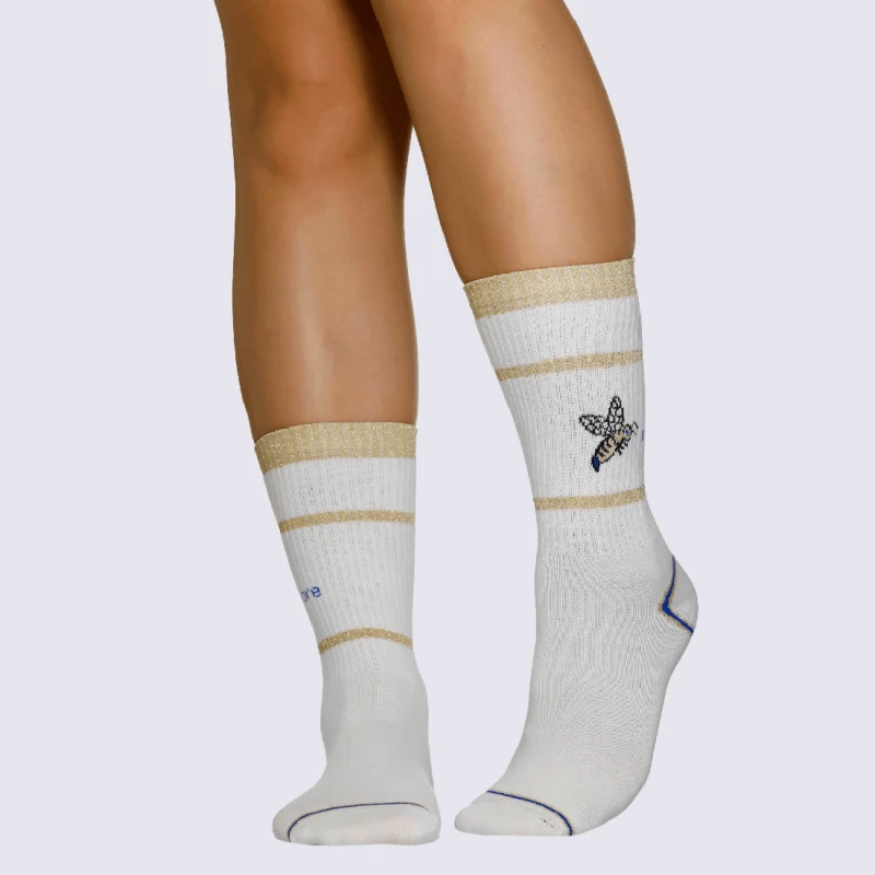 Chaussettes Wigglesteps, Chaussettes Motif Petite Abeille Collection Bee Femme Beige