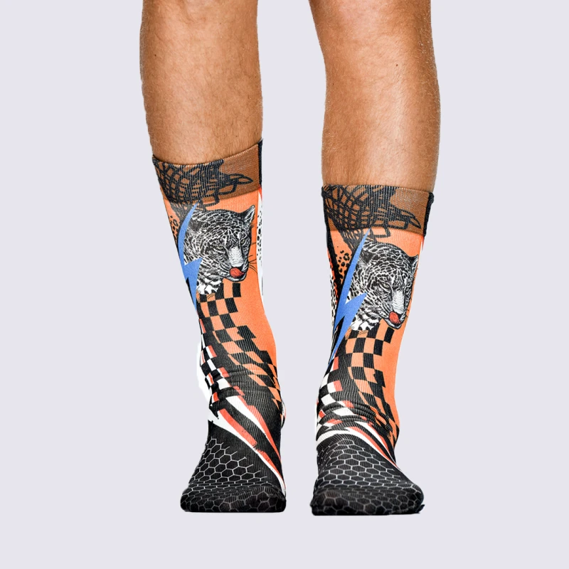 Chaussettes Wigglesteps, Chaussettes Tendances Ă Motif Tigre Homme Orange