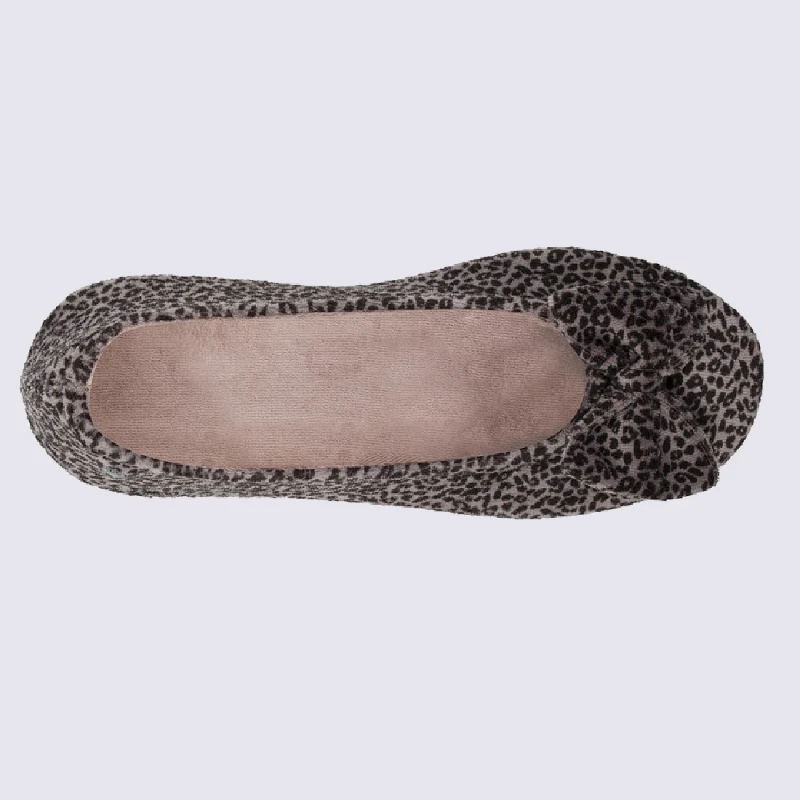 Chaussons Ballerines Isotoner En Coton Velours à Motif Léopard – Image 3