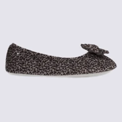 Chaussons Ballerines Isotoner En Coton Velours à Motif Léopard