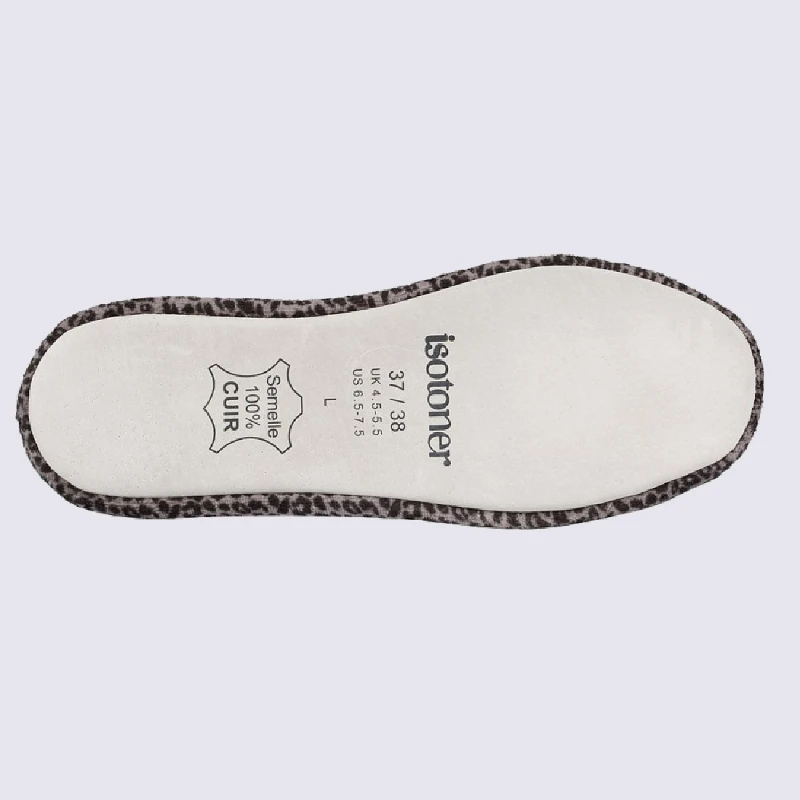 Chaussons Ballerines Isotoner En Coton Velours à Motif Léopard – Image 4