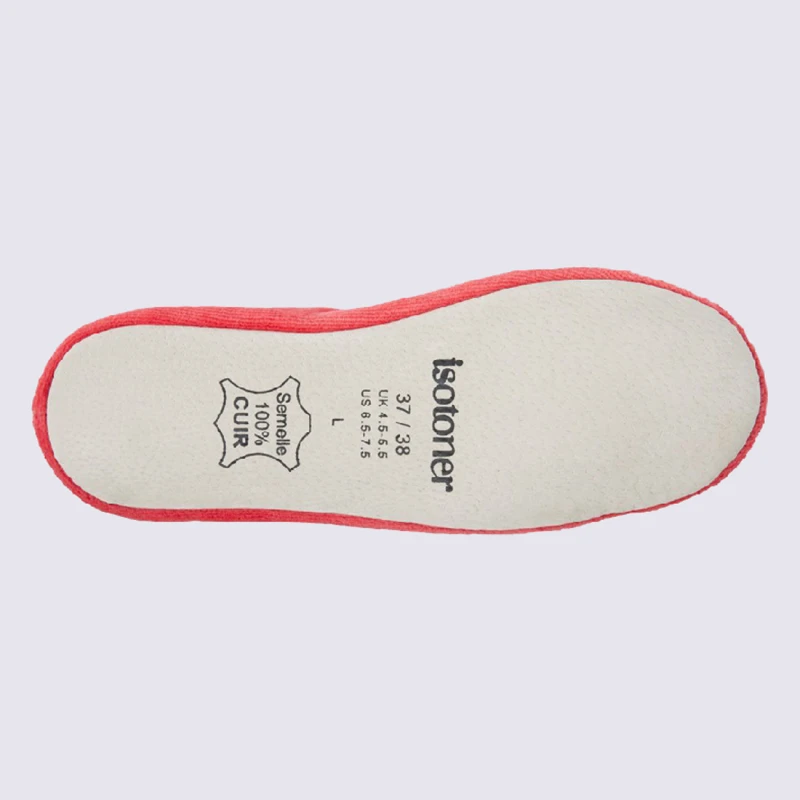 Chaussons Ballerines Isotoner En Coton Velours Orange – Image 4