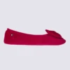 Chaussons Ballerines Isotoner En Coton Velours Rouge