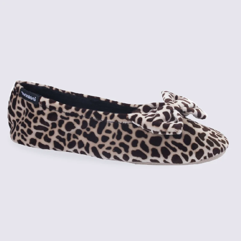 Chaussons Ballerines Isotoner En Velours Motif Girafe – Image 2