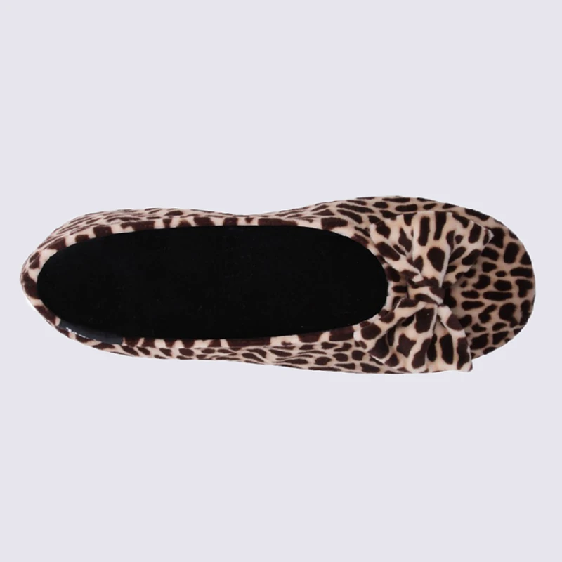 Chaussons Ballerines Isotoner En Velours Motif Girafe – Image 3