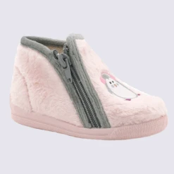 Chaussons Bellamy, Chaussons Bébé Fille Motif Pingouin Rose