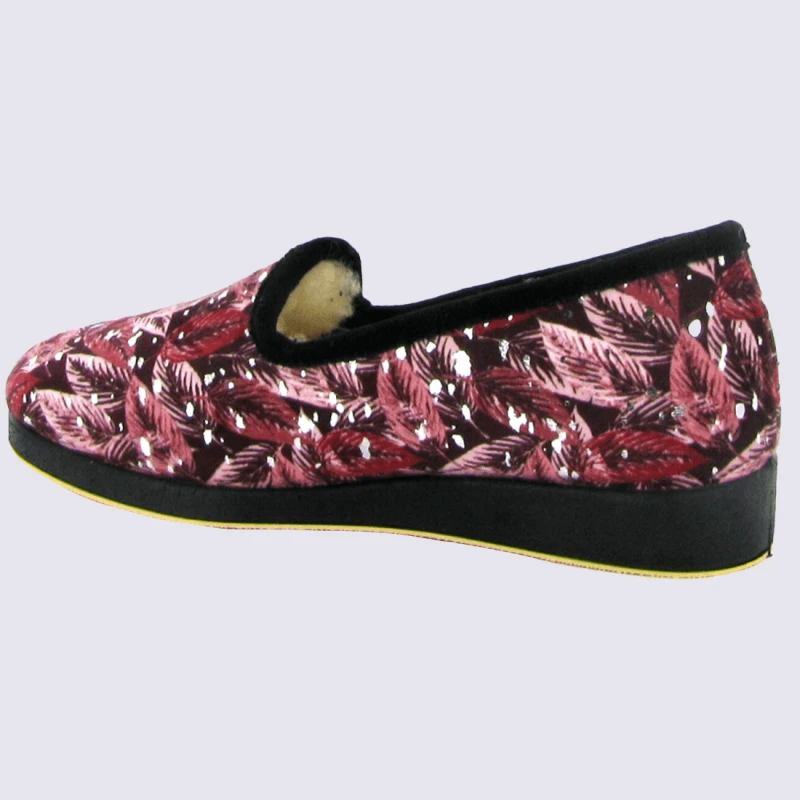 Chaussons Charentaises Semelflex Motif Fleuris Bordeaux – Image 2