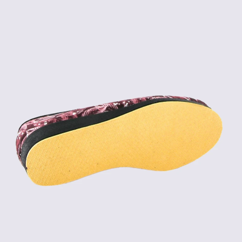 Chaussons Charentaises Semelflex Motif Fleuris Bordeaux – Image 3