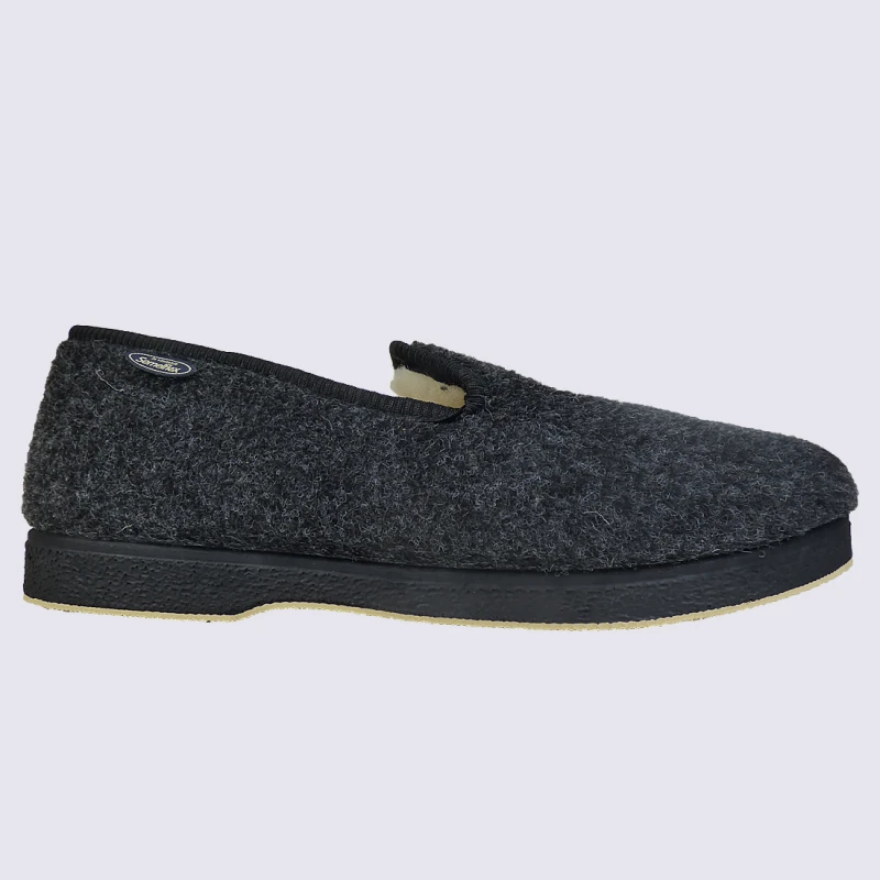 Chaussons Charentaises Semelflex, Pantoufles Homme En Laine Anthracite