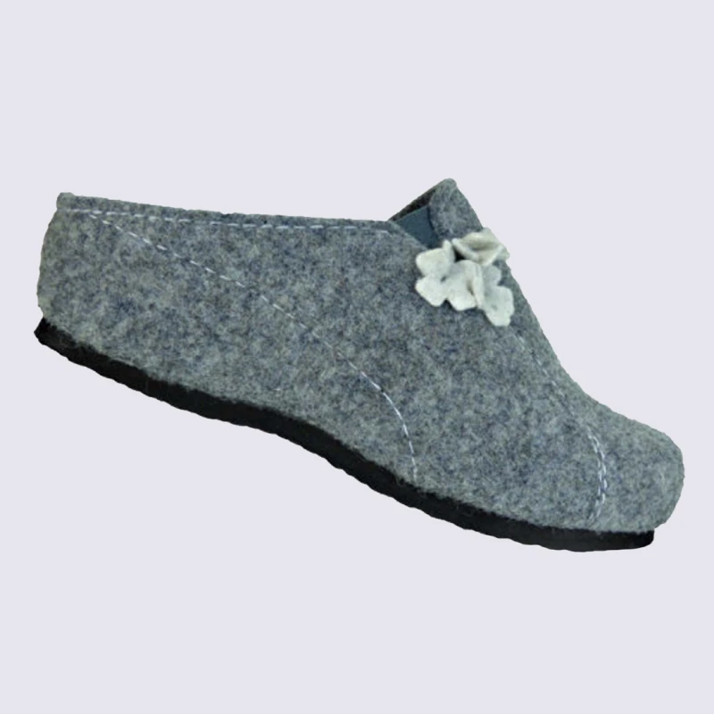 Mules Ara, Chaussons Compensés Femme En Feutre Gris – Image 2