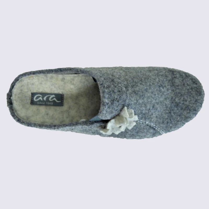 Mules Ara, Chaussons Compensés Femme En Feutre Gris – Image 3