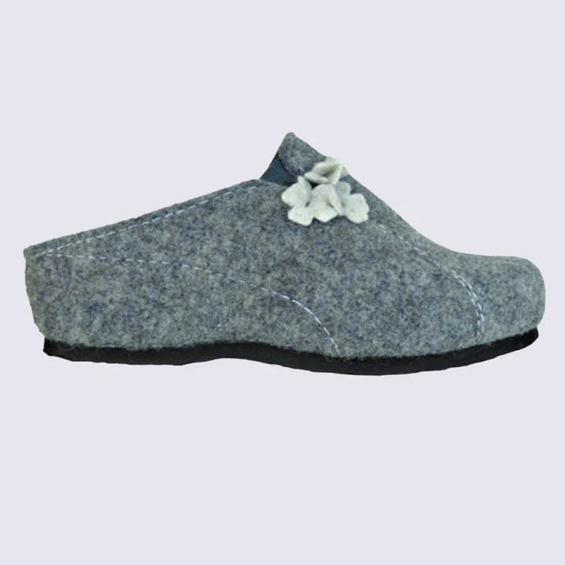 Mules Ara, Chaussons Compensés Femme En Feutre Gris