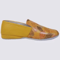 Chaussons Erel, Chaussons à Motifs Femme En Cuir Jaune