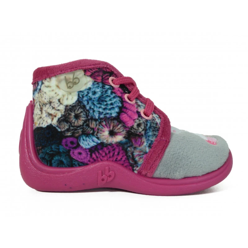 Chaussons Fille Bébé Babybotte à Lacet Mouton Rose Et Gris – Image 2
