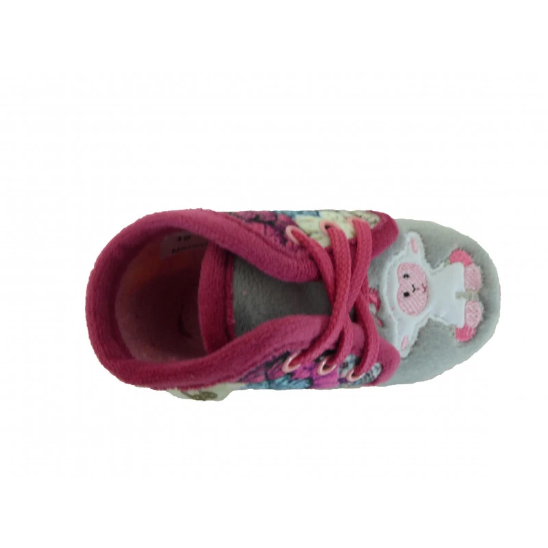 Chaussons Fille Bébé Babybotte à Lacet Mouton Rose Et Gris – Image 3