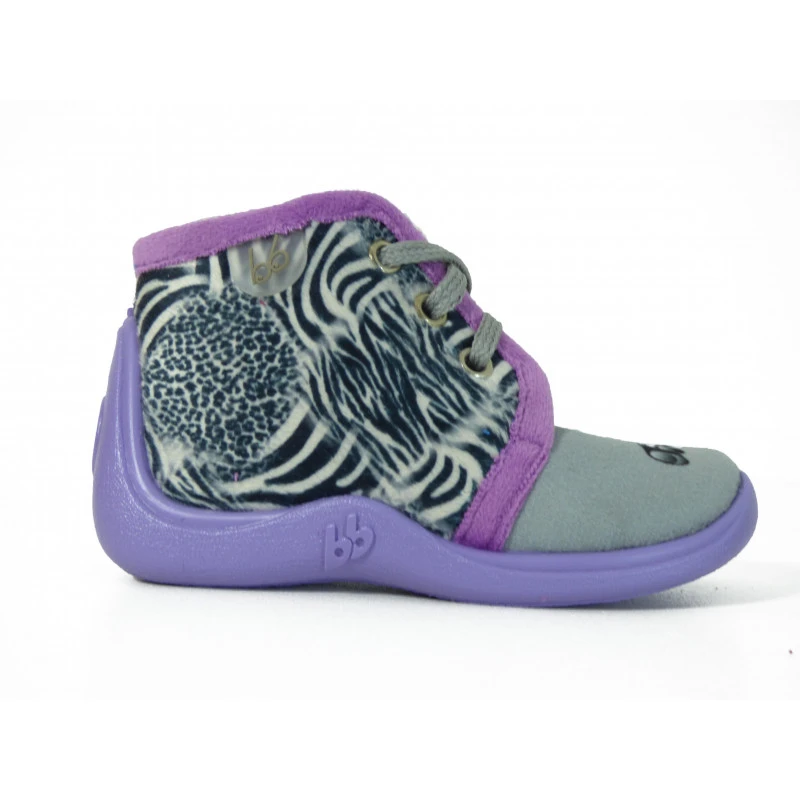 Chaussons Fille Bébé Babybotte à Velcros Gris – Image 2