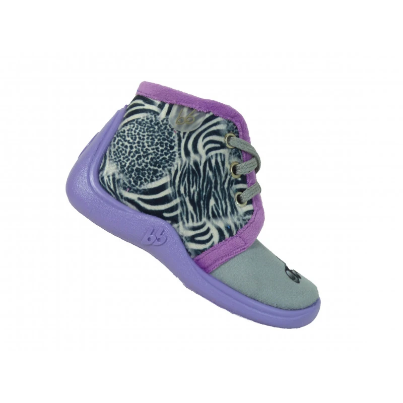 Chaussons Fille Bébé Babybotte à Velcros Gris