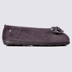 Chaussons Isotoner, Chaussons Ballerines Noeud Chat Femme Gris