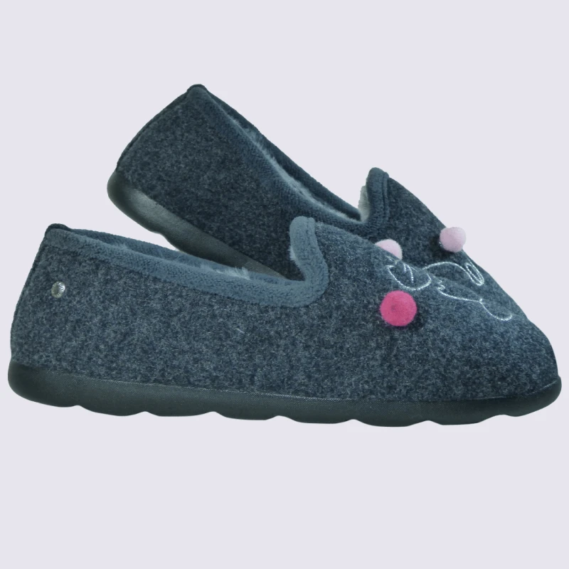 Chaussons Isotoner, Chaussons Charentaises Motif Chat Femme Gris – Image 2