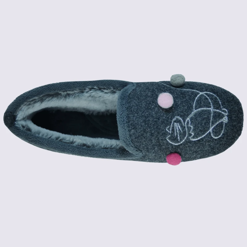 Chaussons Isotoner, Chaussons Charentaises Motif Chat Femme Gris – Image 3