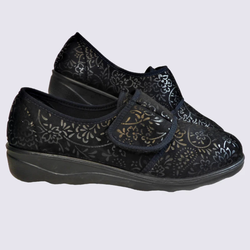 Chaussons Josef Seibel, Chaussons D'hiver à Velcro Femme Noir – Image 2