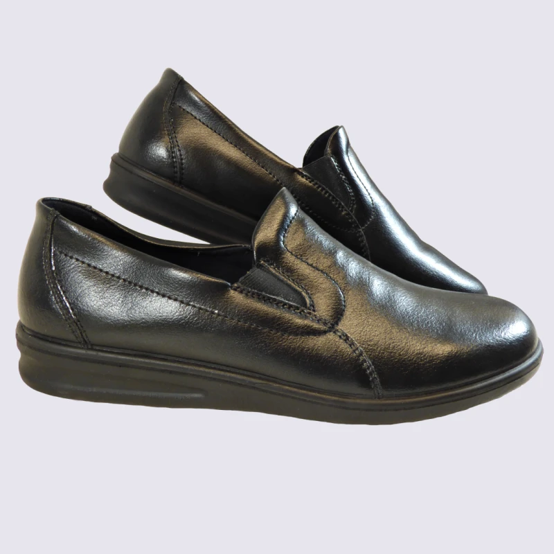 Chaussons Josef Seibel, Chaussons Homme En Cuir Noir – Image 2