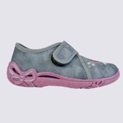 Chaussons Pour Fille Superfit à Velcro Motif étoile Rose Et Gris