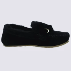 Chaussons Rohde, Chaussons Fourrés Femme En Cuir Velours Noir