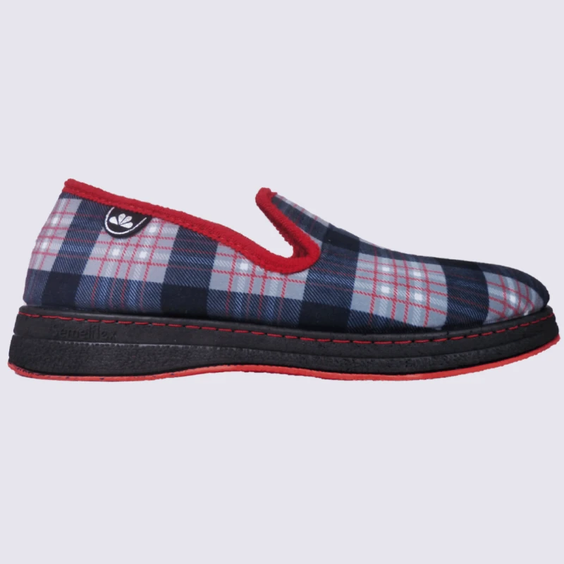 Chaussons Semelflex, Chaussons Charentaises Chaudes Ă Carreaux Homme Bleu