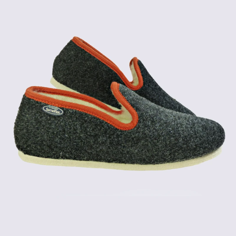 Chaussons Semelflex, Chaussons Charentaises Chaudes Homme Anthracite – Image 2